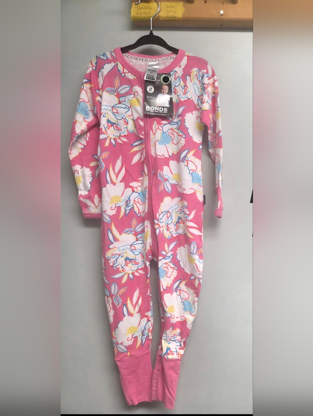 Bonds Pink Floral Zip Footed One-Piece Size 2